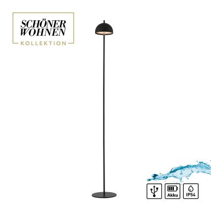 Schöner Wohnen 19245-18 - Lampada da terra ricaricabile da esterno a LED dimmerabile con controllo touch BELLIS LED/2,5W/5V 2600 mAh IP54 nero