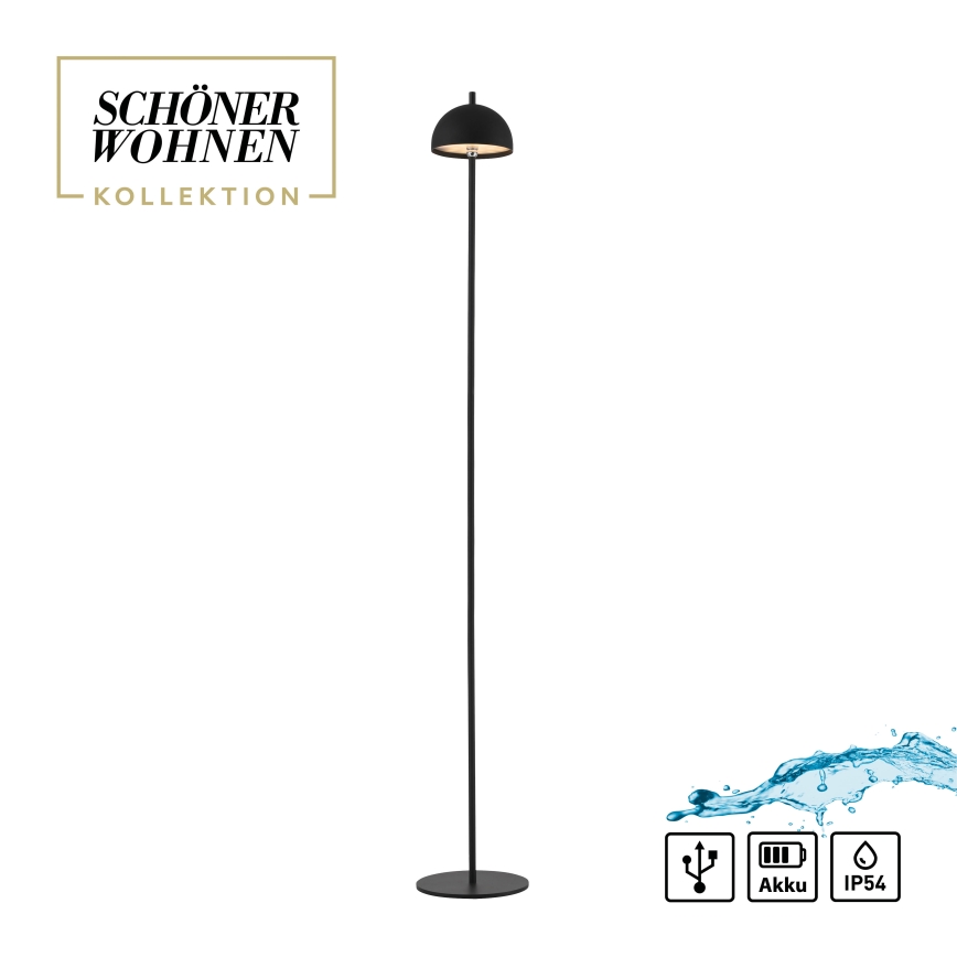 Schöner Wohnen 19245-18 - Lampada da terra ricaricabile da esterno a LED dimmerabile con controllo touch BELLIS LED/2,5W/5V 2600 mAh IP54 nero