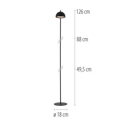 Schöner Wohnen 19245-18 - Lampada da terra ricaricabile da esterno a LED dimmerabile con controllo touch BELLIS LED/2,5W/5V 2600 mAh IP54 nero