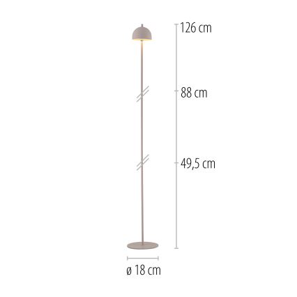 Schöner Wohnen 19245-39 - Lampada da terra ricaricabile per esterni a LED BELLIS, dimmerabile con controllo touch, LED 2,5W/5V, 2600 mAh, IP54, grigio