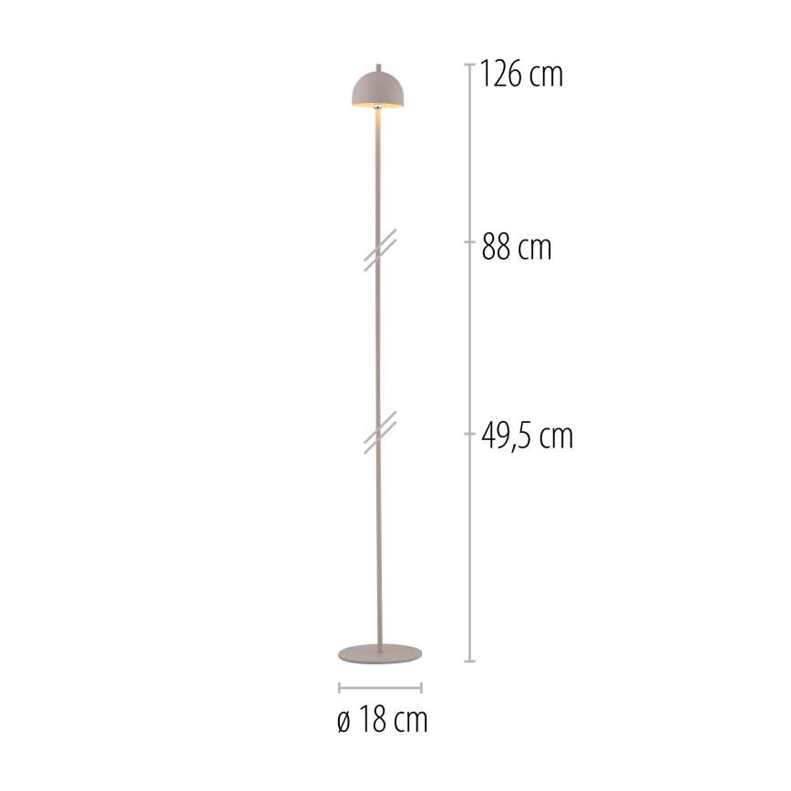 Schöner Wohnen 19245-39 - Lampada da terra ricaricabile per esterni a LED BELLIS, dimmerabile con controllo touch, LED 2,5W/5V, 2600 mAh, IP54, grigio