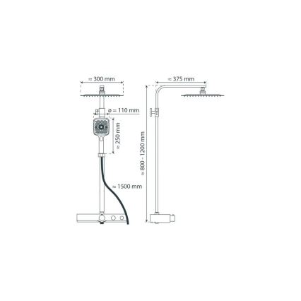 Schütte 60530 - Set doccia con miscelatore termostatico OCEAN, cromo lucido