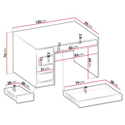 Scrivania ADA 76x120 cm rovere artisan