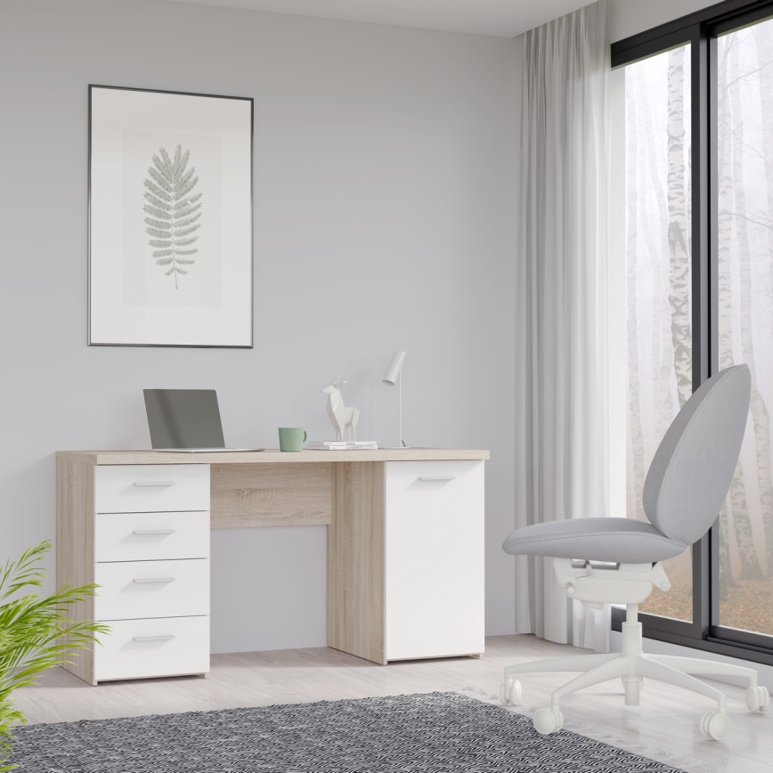 Scrivania ARENO bianco/rovere sonoma