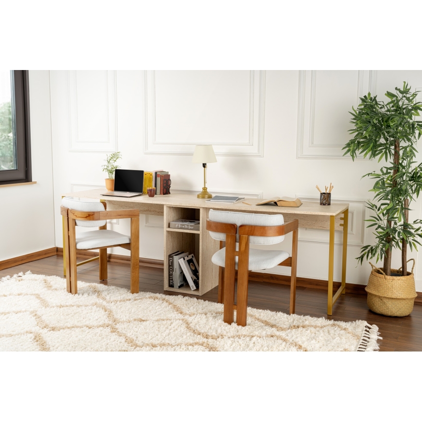 Scrivania CLARO 240x60 cm travertino/oro