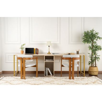 Scrivania CLARO 240x60 cm travertino/oro