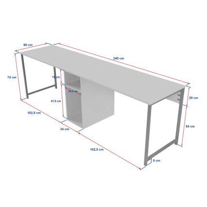 Scrivania CLARO 240x60 cm travertino/oro