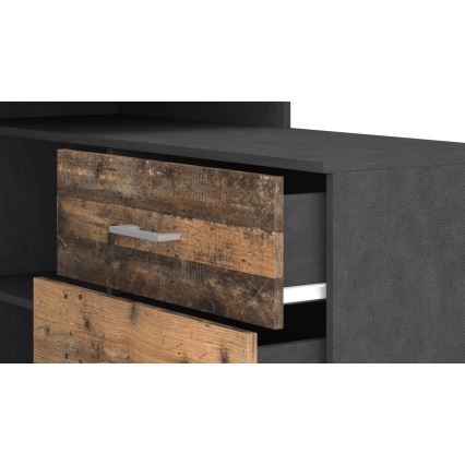 Scrivania con cassetti e angolo reversibile (destro/sinistro) 120x120 cm JULES marrone/nero