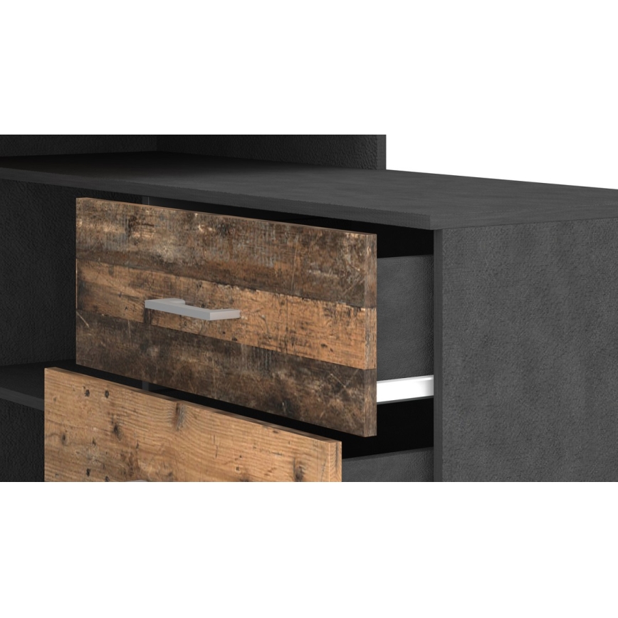 Scrivania con cassetti e angolo reversibile (destro/sinistro) 120x120 cm JULES marrone/nero