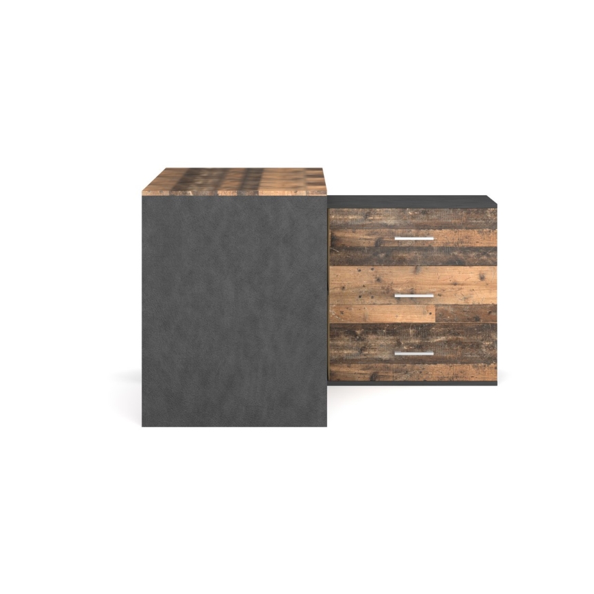 Scrivania con cassetti e angolo reversibile (destro/sinistro) 120x120 cm JULES marrone/nero