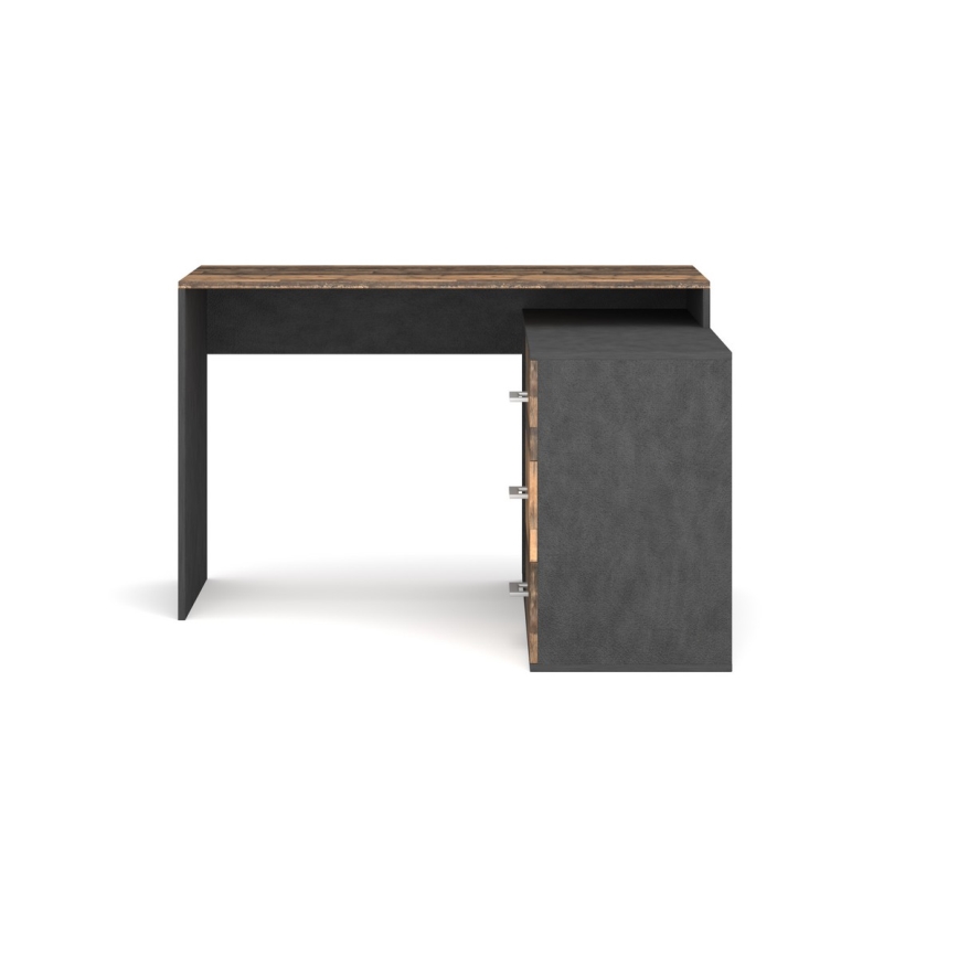Scrivania con cassetti e angolo reversibile (destro/sinistro) 120x120 cm JULES marrone/nero