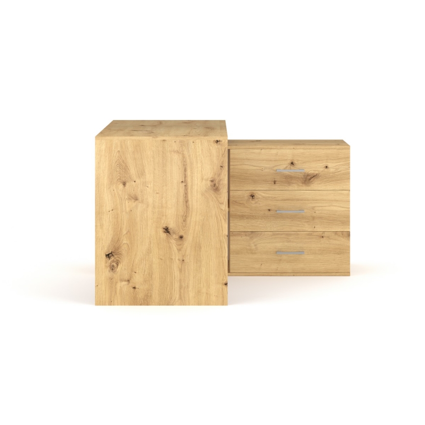 Scrivania con cassetti e angolo reversibile P/L JULES rovere artisan