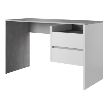 Scrivania con cassetti MARLO grigio cemento/bianco