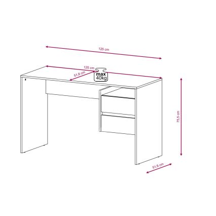 Scrivania con cassetti MARLO grigio cemento/bianco