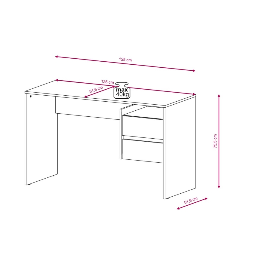 Scrivania con cassetti MARLO grigio cemento/bianco
