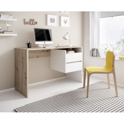 Scrivania con cassetti MARLO rovere artisan/bianco