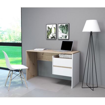 Scrivania con cassetti MARLO rovere artisan/bianco