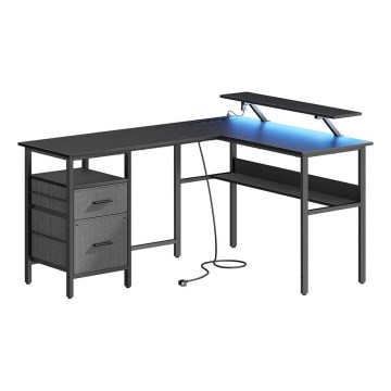 Scrivania con illuminazione integrata SOLEA-X marrone/nero
