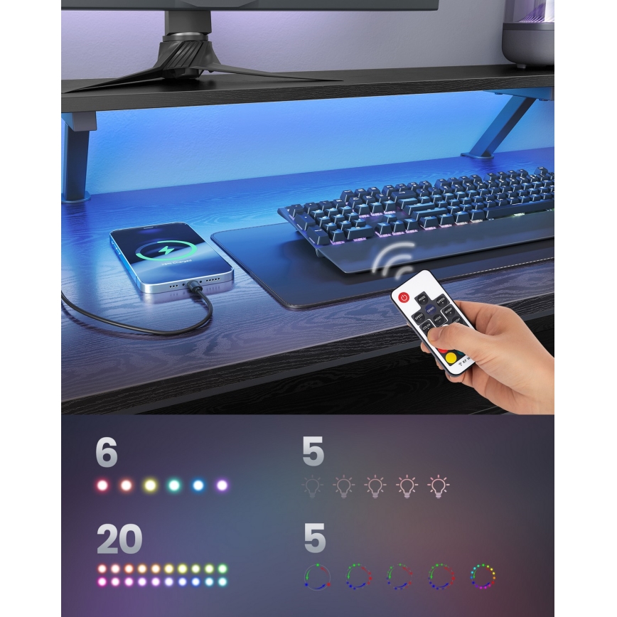 Scrivania con illuminazione integrata SOLEA-X marrone/nero