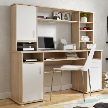 Scrivania con mensola ELIAN 160x53 cm rovere sonoma/bianco