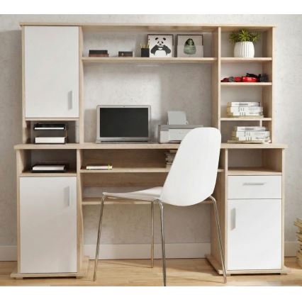 Scrivania con mensola ELIAN 160x53 cm rovere sonoma/bianco