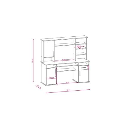 Scrivania con mensola ELIAN 160x53 cm rovere sonoma/bianco