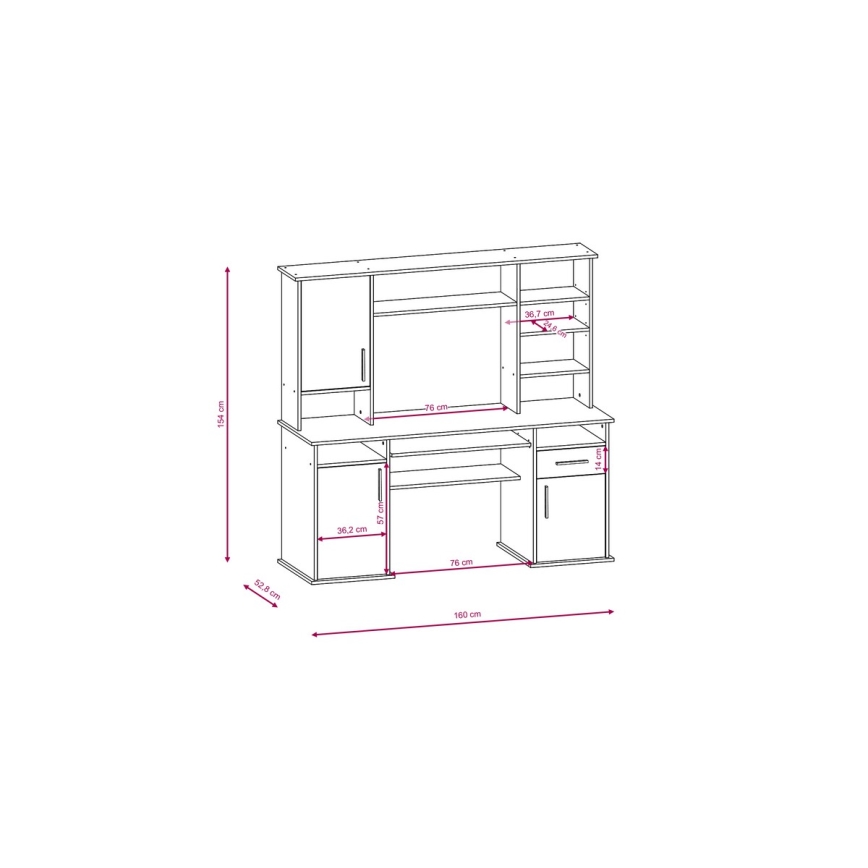 Scrivania con mensola ELIAN 160x53 cm rovere sonoma/bianco