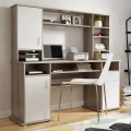 Scrivania con mensola ELIAN, rovere sonoma, grigio/bianco