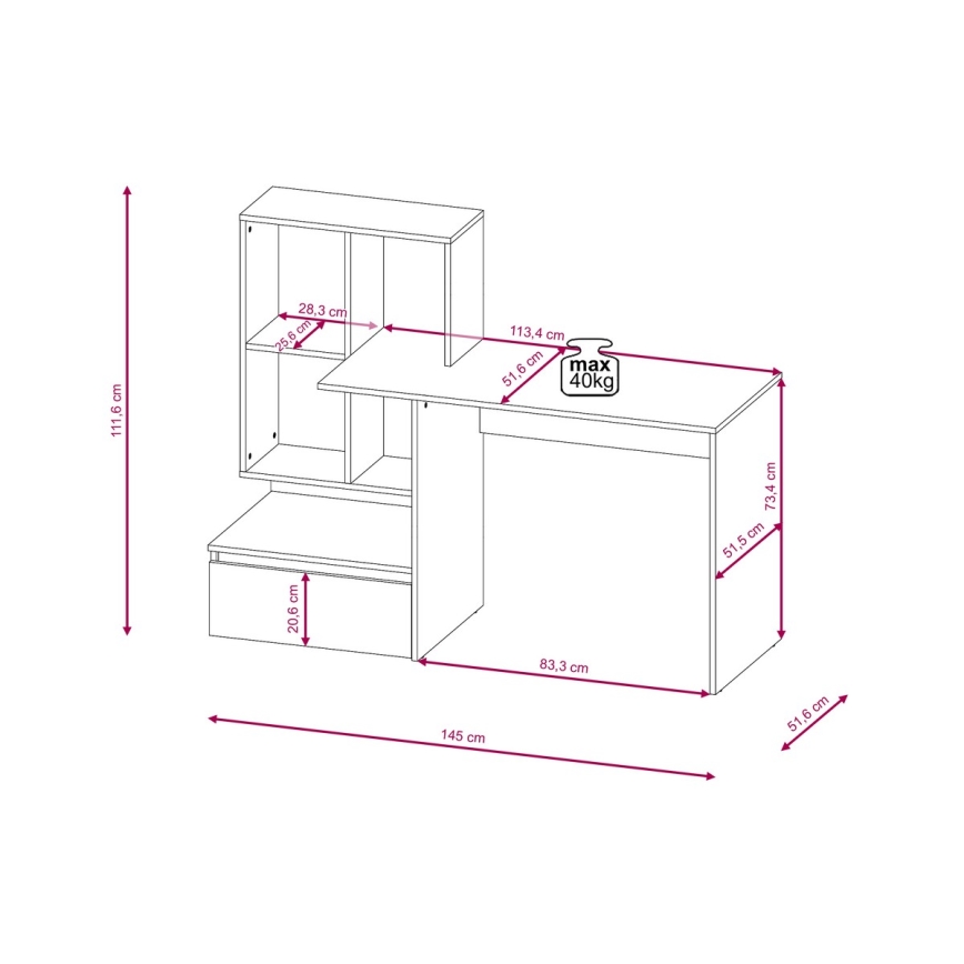 Scrivania con ripiano MARLO rovere artisan/antracite
