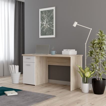 Scrivania GINO bianco/rovere sonoma