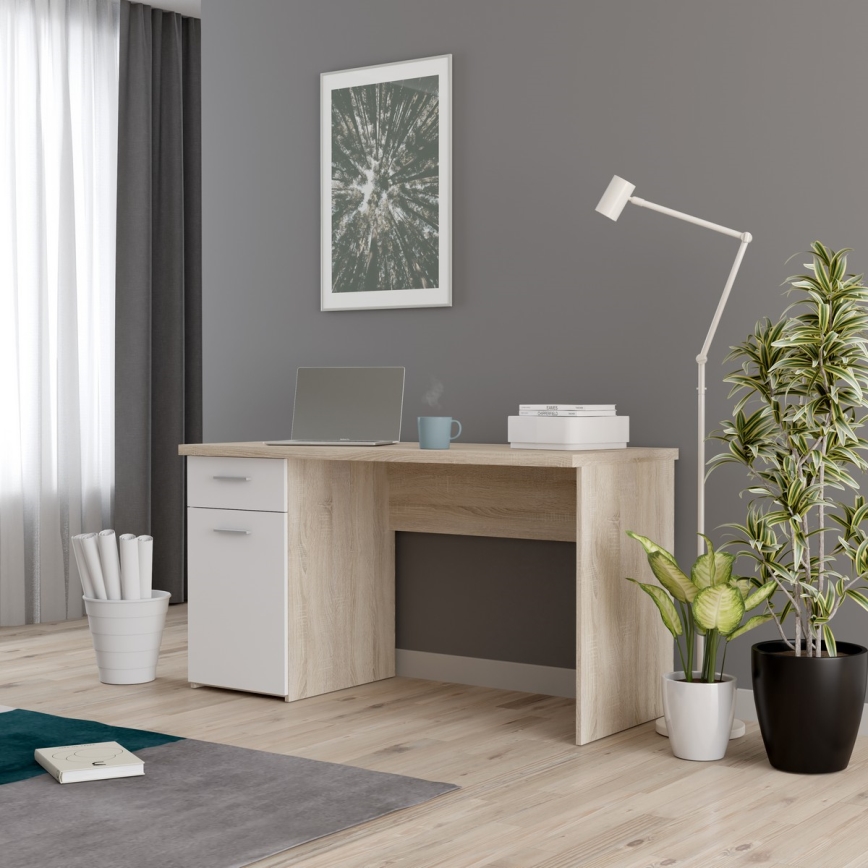 Scrivania GINO bianco/rovere sonoma