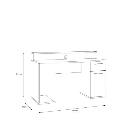 Scrivania IVAR con illuminazione integrata, nera