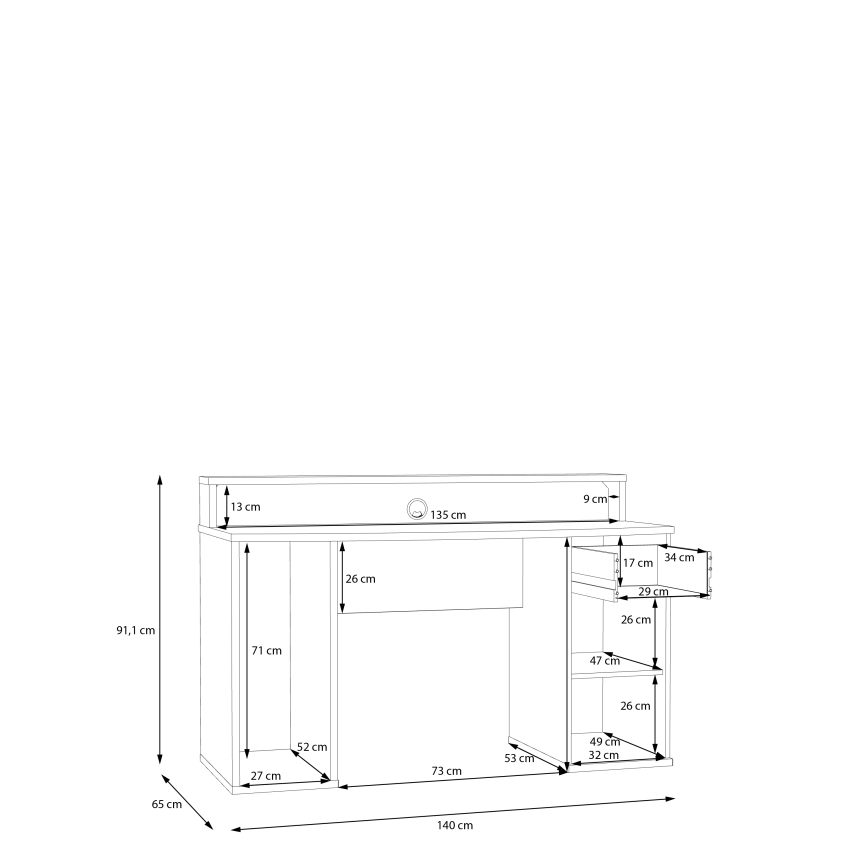 Scrivania IVAR con illuminazione integrata, nera