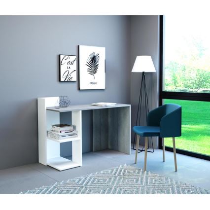 Scrivania MARLO grigio cemento/bianco