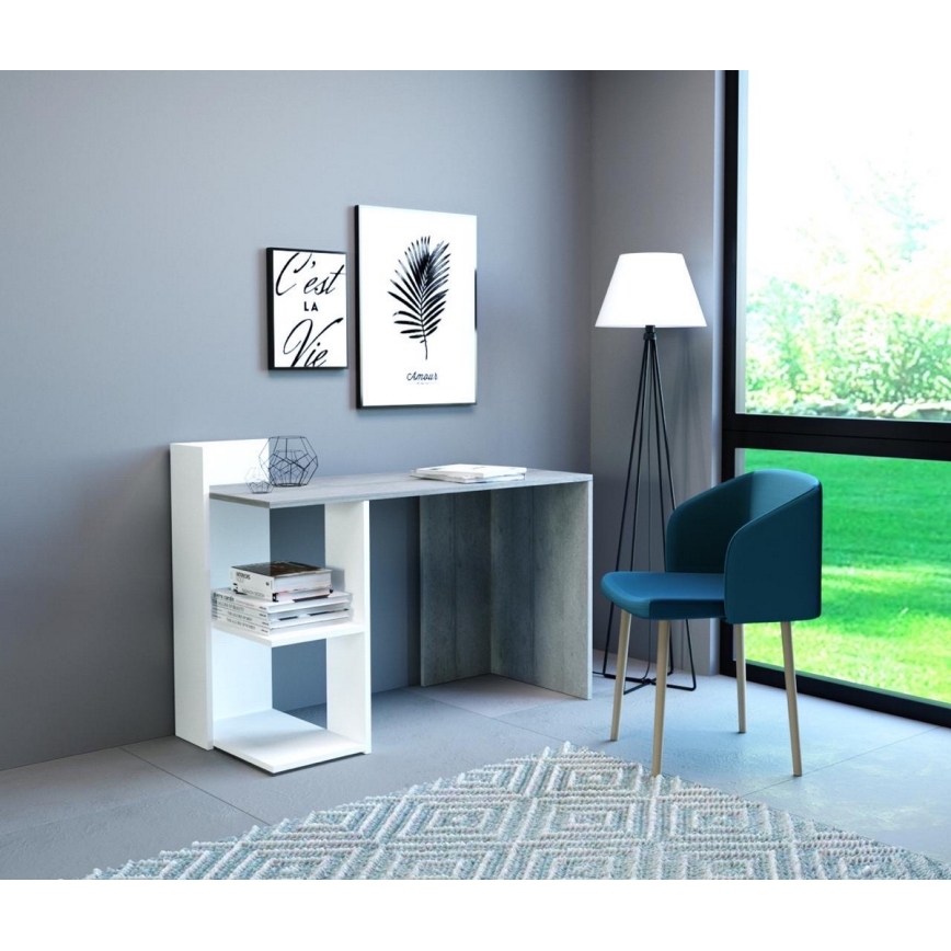 Scrivania MARLO grigio cemento/bianco