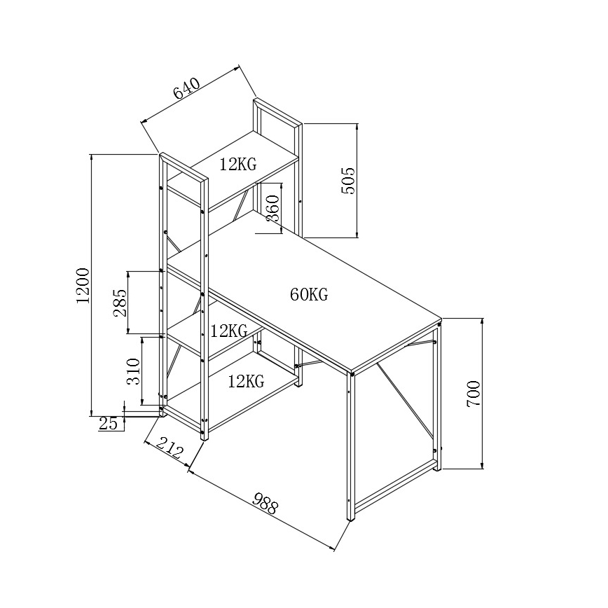 Scrivania SERENOR nera/rovere Sonoma