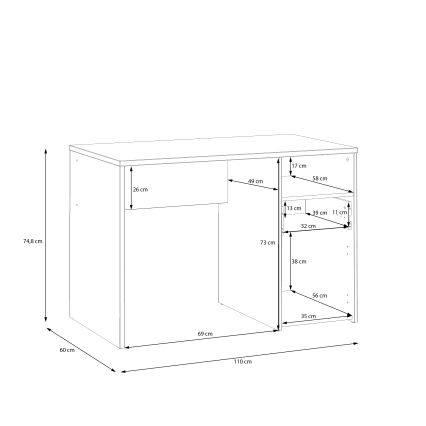 Scrivania URO rovere artisan/bianco