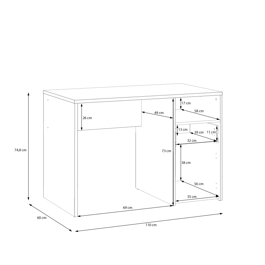 Scrivania URO rovere artisan/bianco
