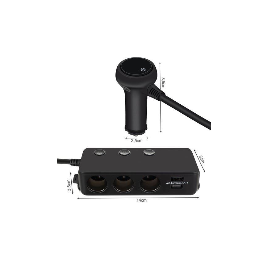 Sdoppiatore per auto 12V + 4x USB con voltmetro 12/24V