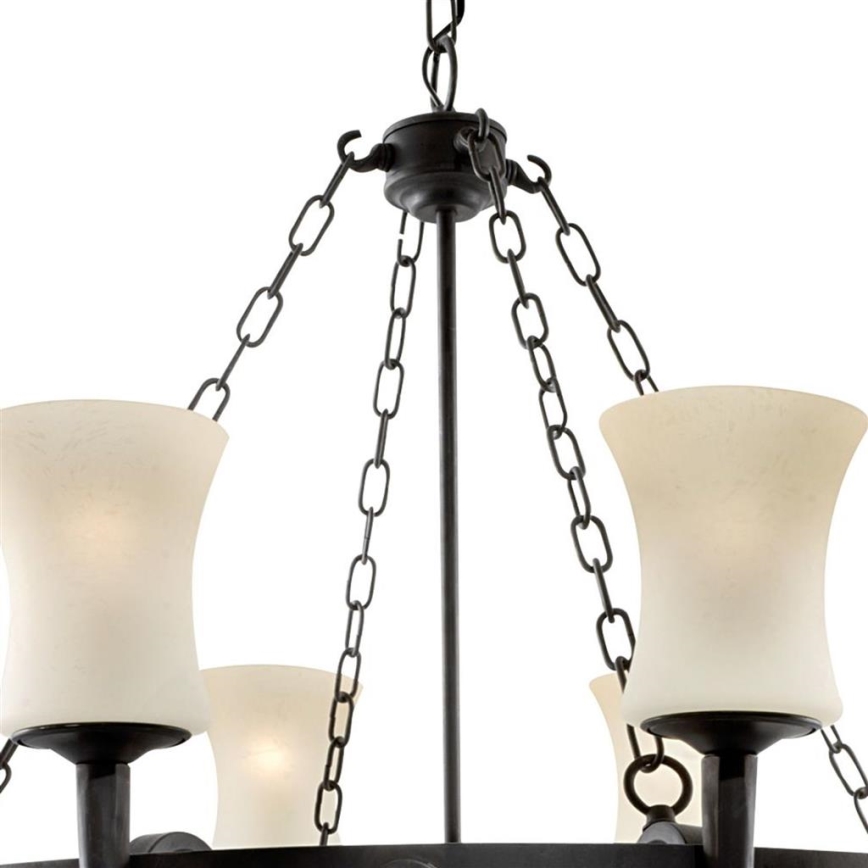 Searchlight - Lampadario a catena CARTWHEEL 8xE27/60W/230V nero