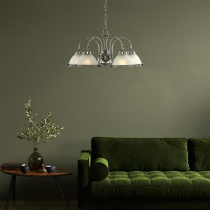 Searchlight - Lampadario a sospensione con catena AMERICAN DINER 5xE14/60W/230V cromo lucido