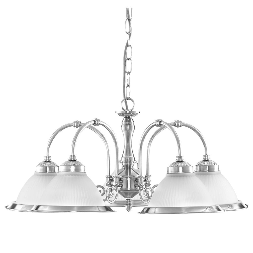 Searchlight - Lampadario a sospensione con catena AMERICAN DINER 5xE14/60W/230V cromo lucido
