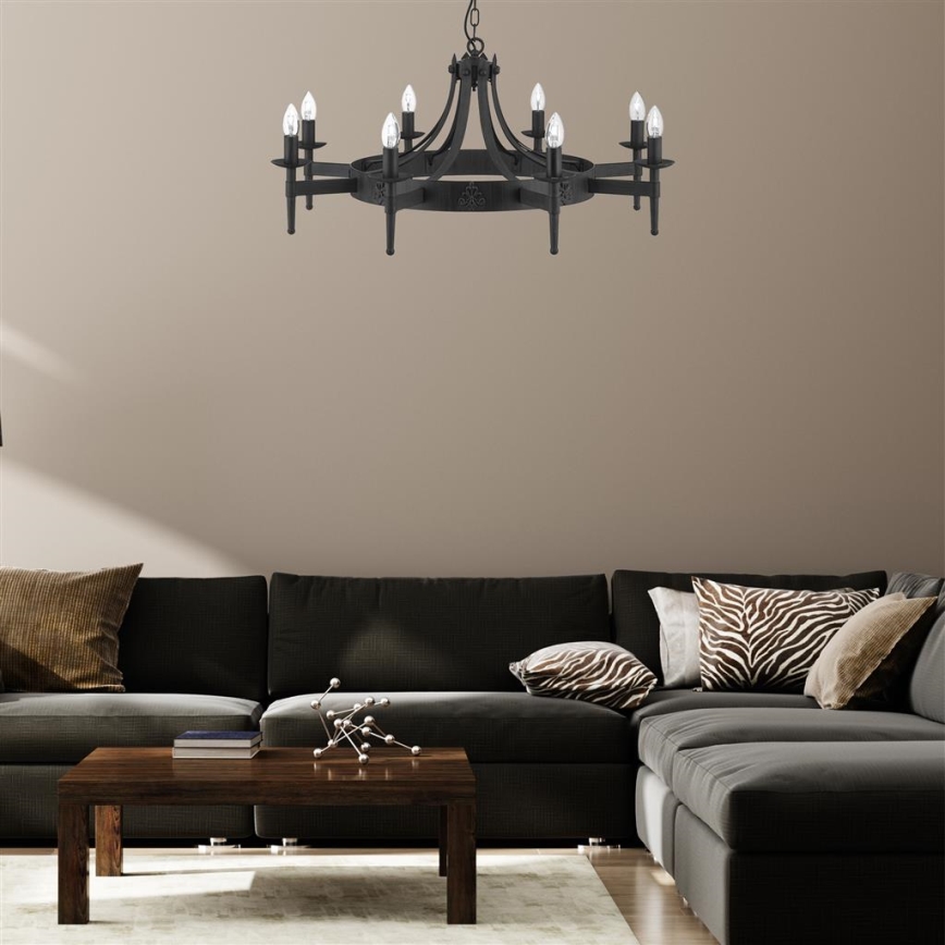 Searchlight - CARTWHEEL 8xE14/60W/230V Lampadario a sospensione con catena, nero