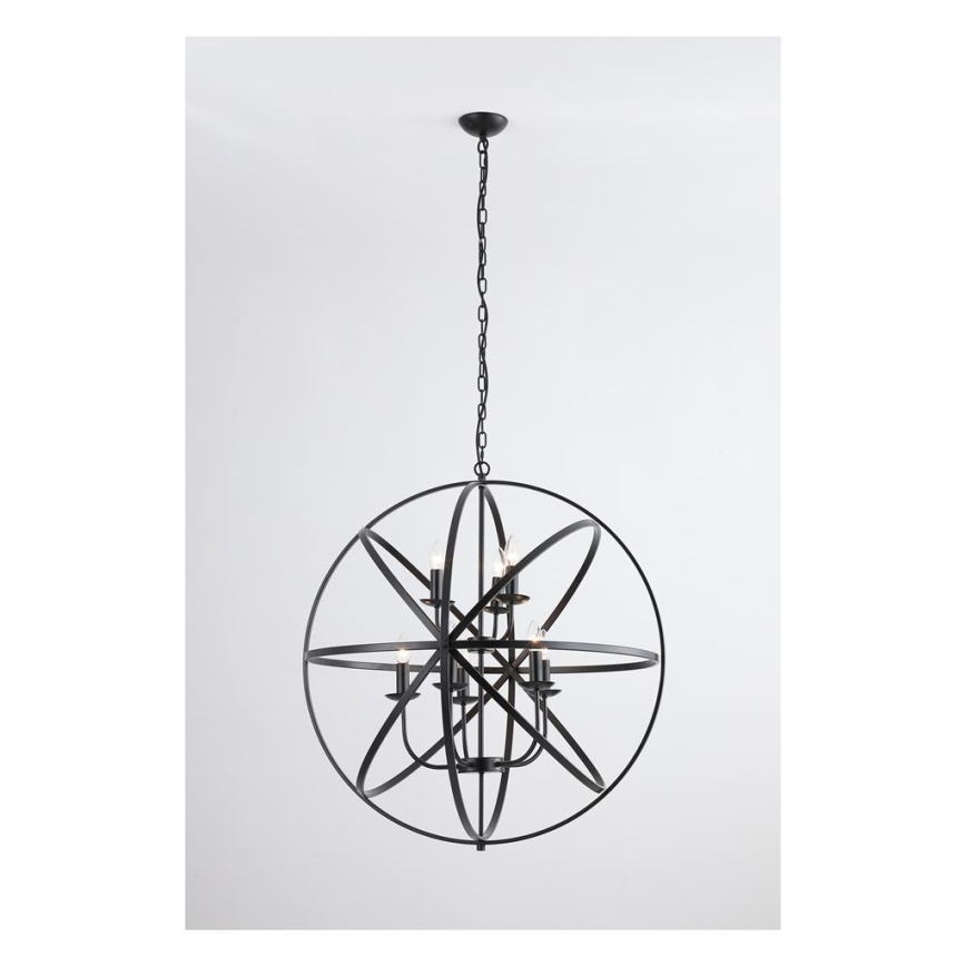 Searchlight - Lampadario a catena ORBIT 8xE14/60W/230V nero