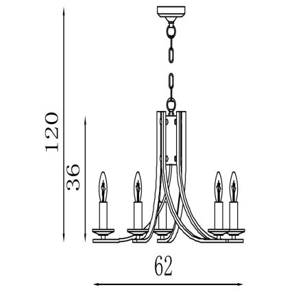 Searchlight - Lampadario a catena ASCONA 5xE14/60W/230V