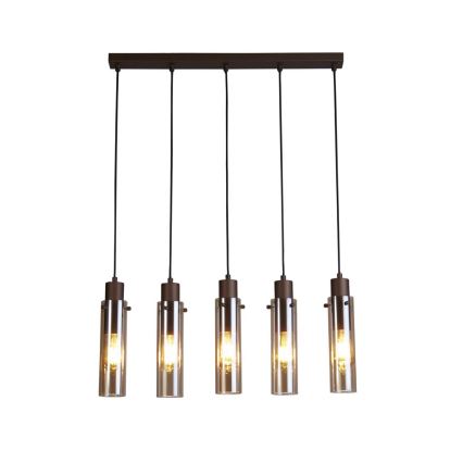 Searchlight - Lampadario a sospensione con cavo SWEDEN 5xE27/60W/230V marrone/fumé