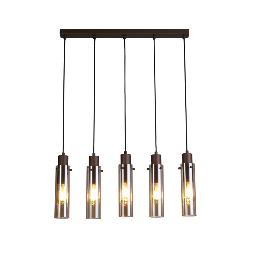 Searchlight - Lampadario a sospensione con cavo SWEDEN 5xE27/60W/230V marrone/fumé