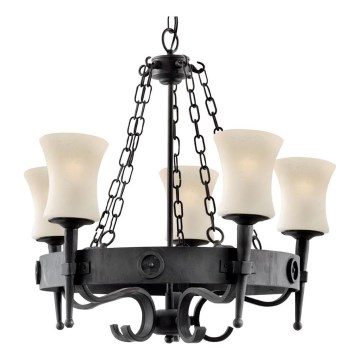 Searchlight - Lampadario a catena CARTWHEEL 5xE27/60W/230V nero