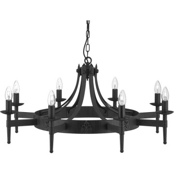 Searchlight - Lampadario a catena CARTWHEEL 8xE14/60W/230V nero