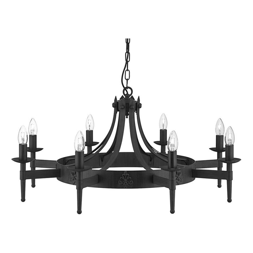 Searchlight - Lampadario a catena CARTWHEEL 8xE14/60W/230V nero